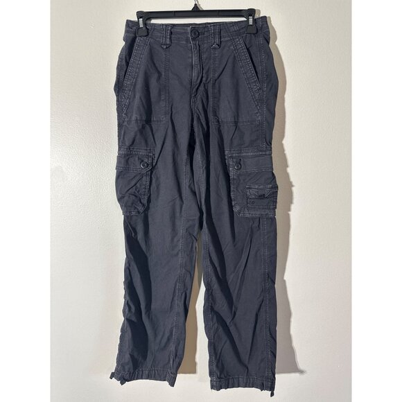 American Eagle Cargo Pants Size 0 Black Adjustable Drawstring Hem - Picture 1 of 7